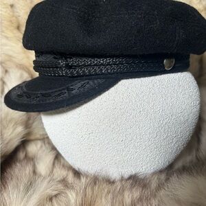 100 % Elegant Black Wool Hat with Braided Accent